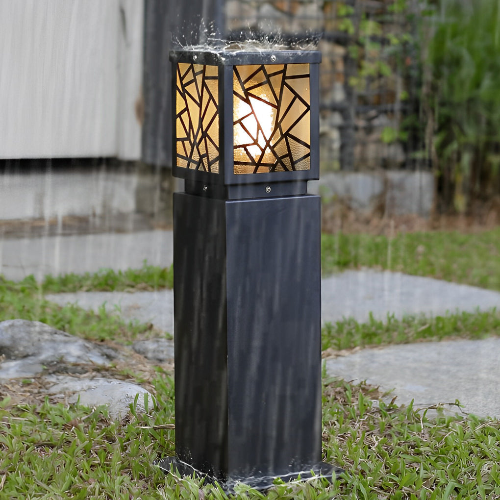 Solar Bollard Path Lights LED Black Waterproof Outdoor Lamp