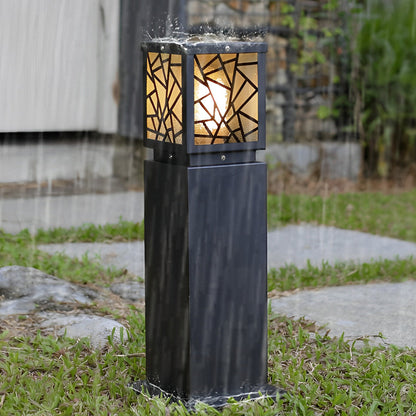 Solar Bollard Path Lights LED Black Waterproof Outdoor Lamp