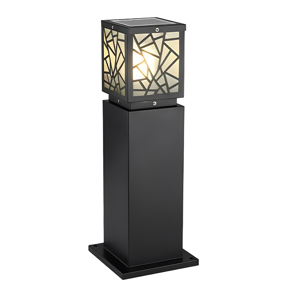 Solar Bollard Path Lights LED Black Waterproof Outdoor Lamp