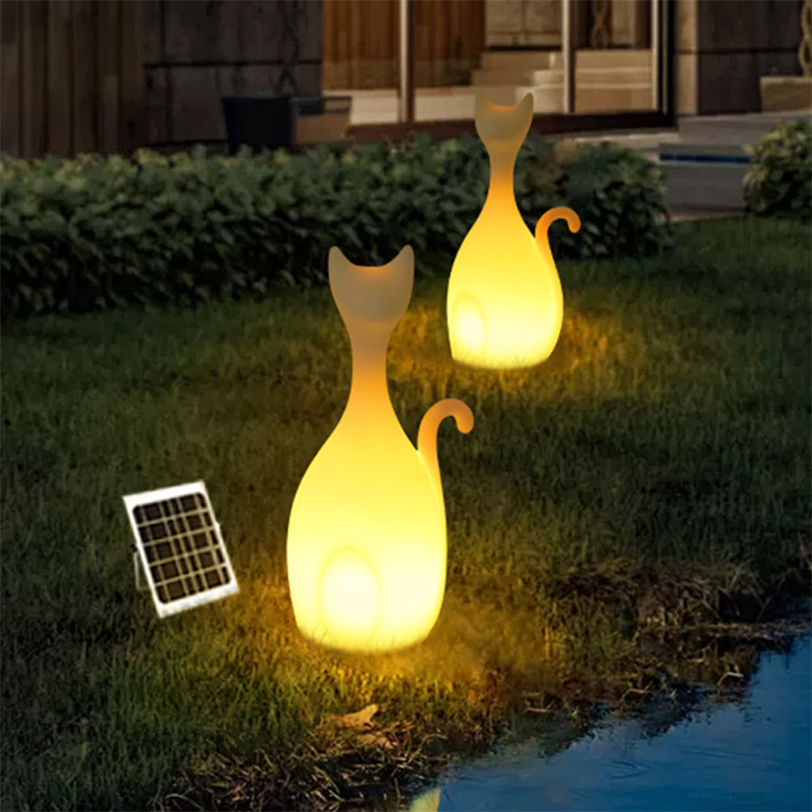 Solar Powered Animal Garden Lights PE Material Cat Animal Lighting
