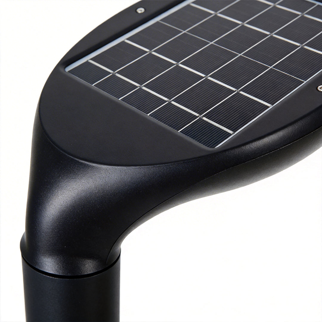 Curved Bollard Light Minimalist Solar-Powered Black Aluminum Lamp