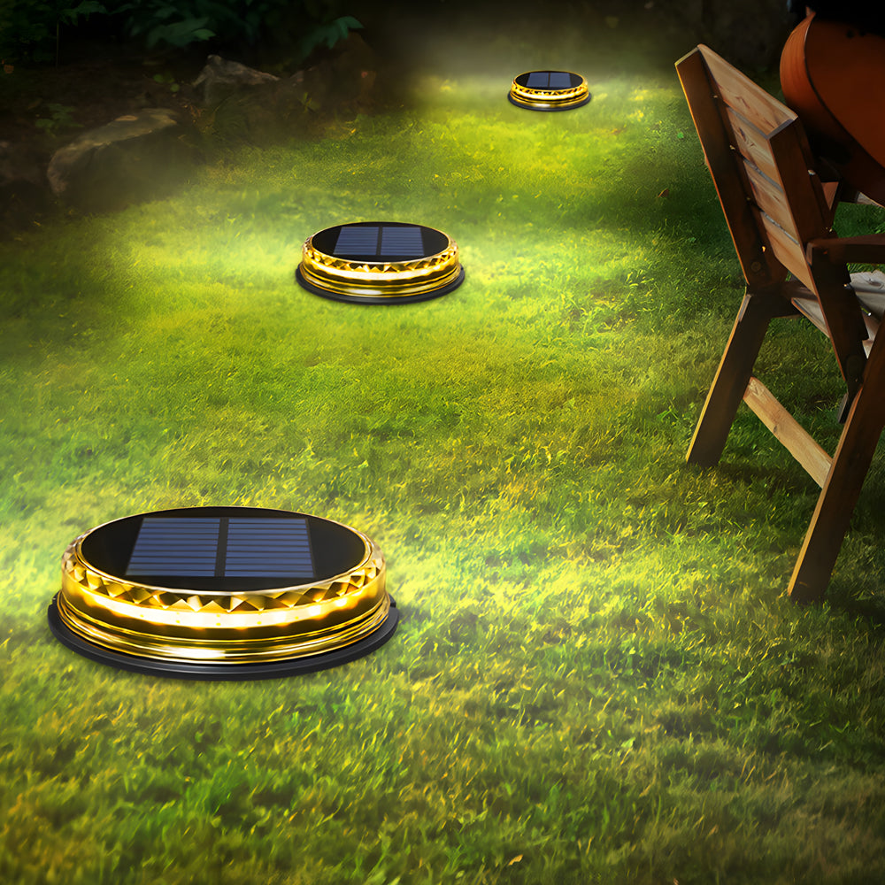 4 Pcs Solar Disc Light Modern LED Black Landscape Lighting