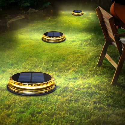 4 Pcs Solar Disc Light Modern LED Black Landscape Lighting