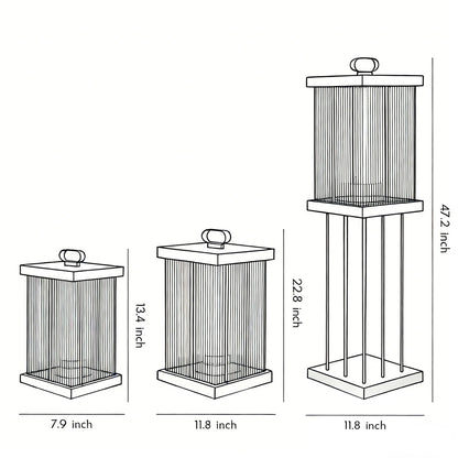 Solar Lanterns for Garden Square Ripple Waterproof Black Light