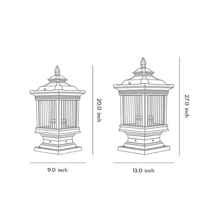 Solar Garden Post Lights Vintage Grille Fence Light