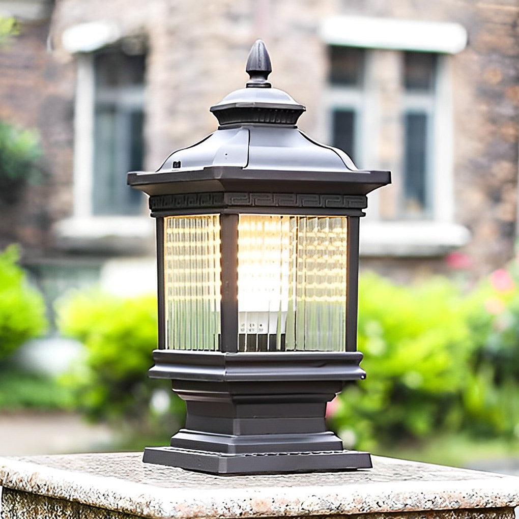 Solar Garden Post Lights Vintage Grille Fence Light