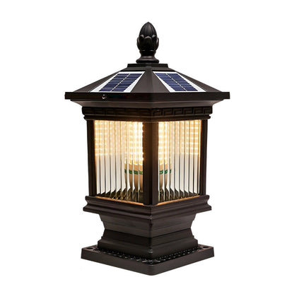 Solar Garden Post Lights Vintage Grille Fence Light