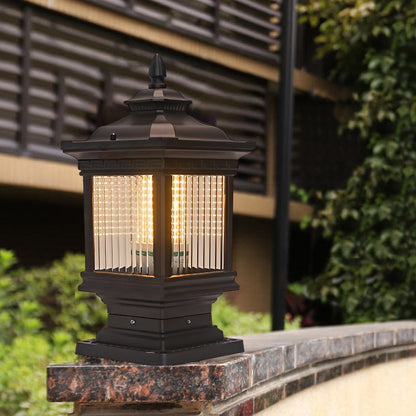 Solar Garden Post Lights Vintage Grille Fence Light