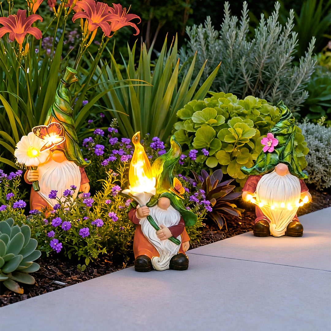 Solar Gnomes Garden Lights Resin Mini Welcome Landscape Lamp
