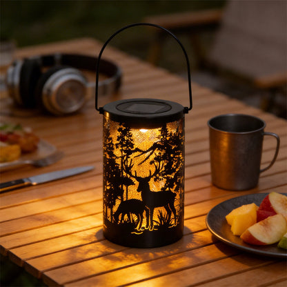 Solar Hollow out Lantern Deer Silhouette Waterproof LED Modern Lamp