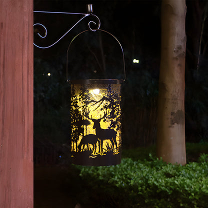 Solar Hollow out Lantern Deer Silhouette Waterproof LED Modern Lamp