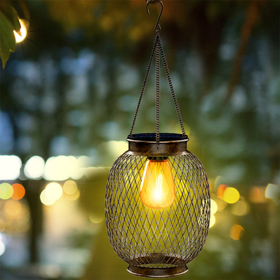 Lantern Style Outdoor Lights Solar Iron Mesh Hanging Lights