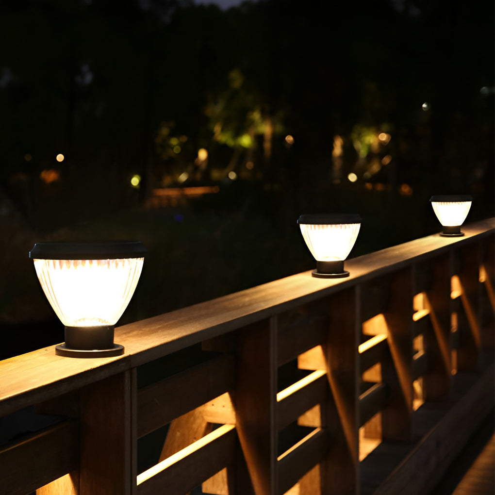 Solar Light Post Cap Minimalist Black LED Metal Light