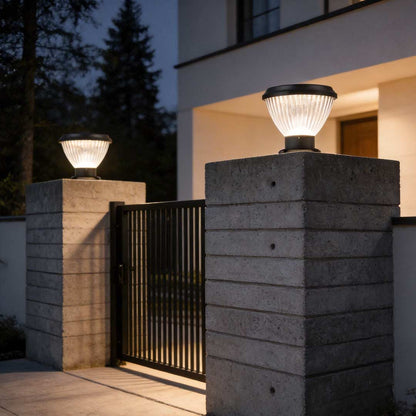 Solar Light Post Cap Minimalist Black LED Metal Light