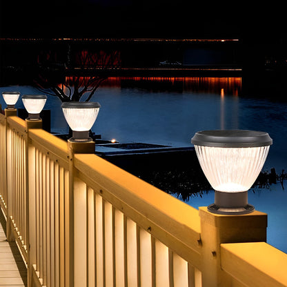 Solar Light Post Cap Minimalist Black LED Metal Light