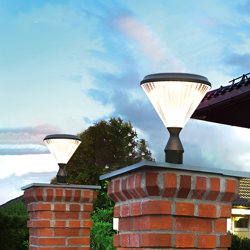 Solar Light Post Cap Minimalist Black LED Metal Light