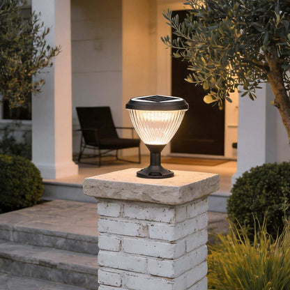 Solar Light Post Cap Minimalist Black LED Metal Light