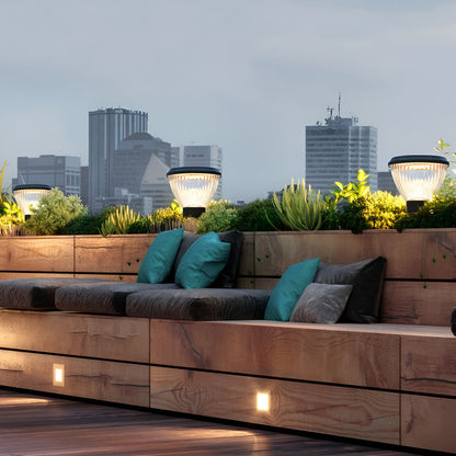 Solar Light Post Cap Minimalist Black LED Metal Light