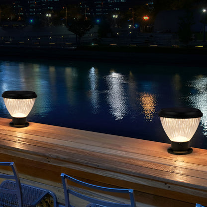 Solar Light Post Cap Minimalist Black LED Metal Light