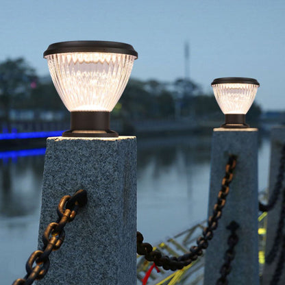 Solar Light Post Cap Minimalist Black LED Metal Light