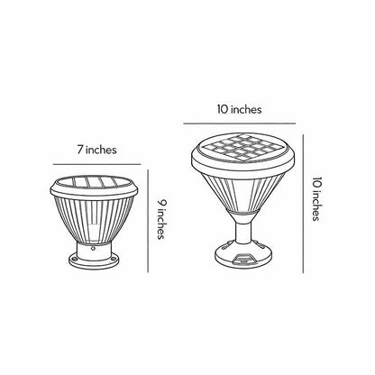 Solar Light Post Cap Minimalist Black LED Metal Light