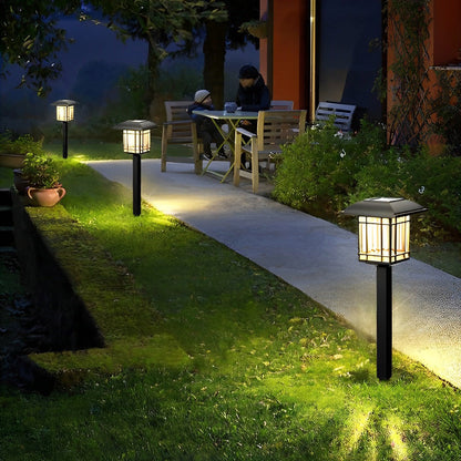 2-PCS Solar Outdoor Lawn Lights Vintage Square Waterproof Lamp