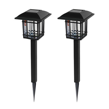 2-PCS Solar Outdoor Lawn Lights Vintage Square Waterproof Lamp