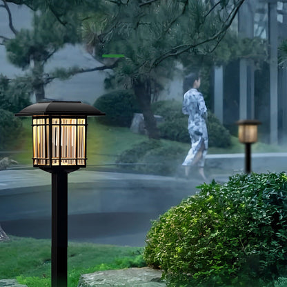 2-PCS Solar Outdoor Lawn Lights Vintage Square Waterproof Lamp