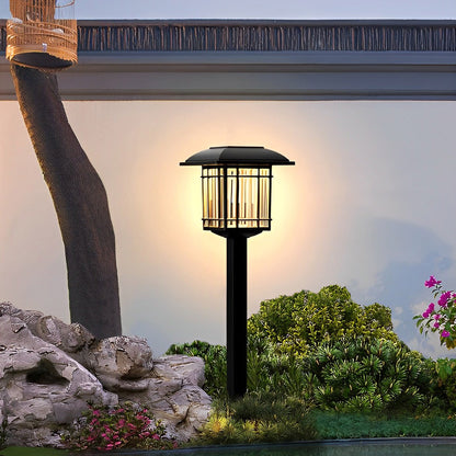 2-PCS Solar Outdoor Lawn Lights Vintage Square Waterproof Lamp