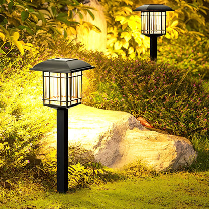 2-PCS Solar Outdoor Lawn Lights Vintage Square Waterproof Lamp