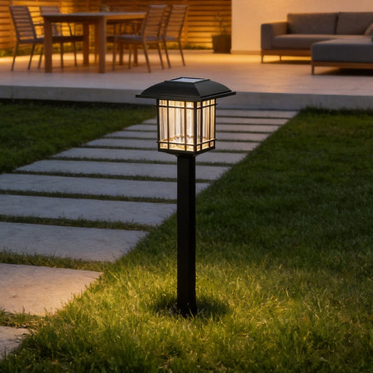 2-PCS Solar Outdoor Lawn Lights Vintage Square Waterproof Lamp