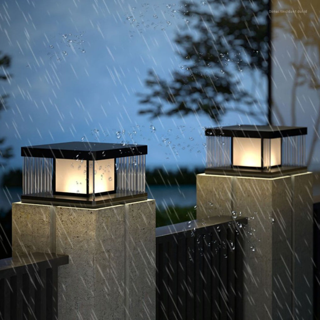 Solar Pillar Lights Waterproof LED Glass Acrylic Modern Light