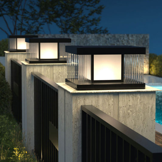 Solar Pillar Lights Waterproof LED Glass Acrylic Modern Light