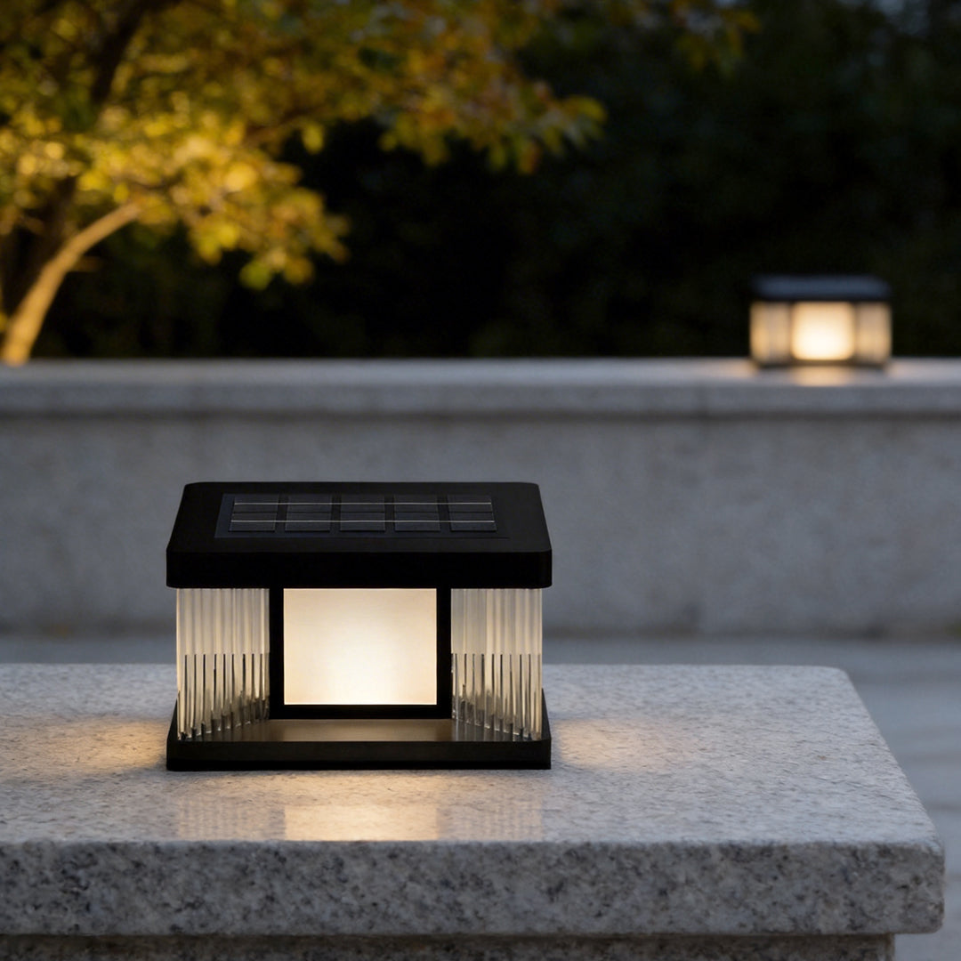 Solar Pillar Lights Waterproof LED Glass Acrylic Modern Light