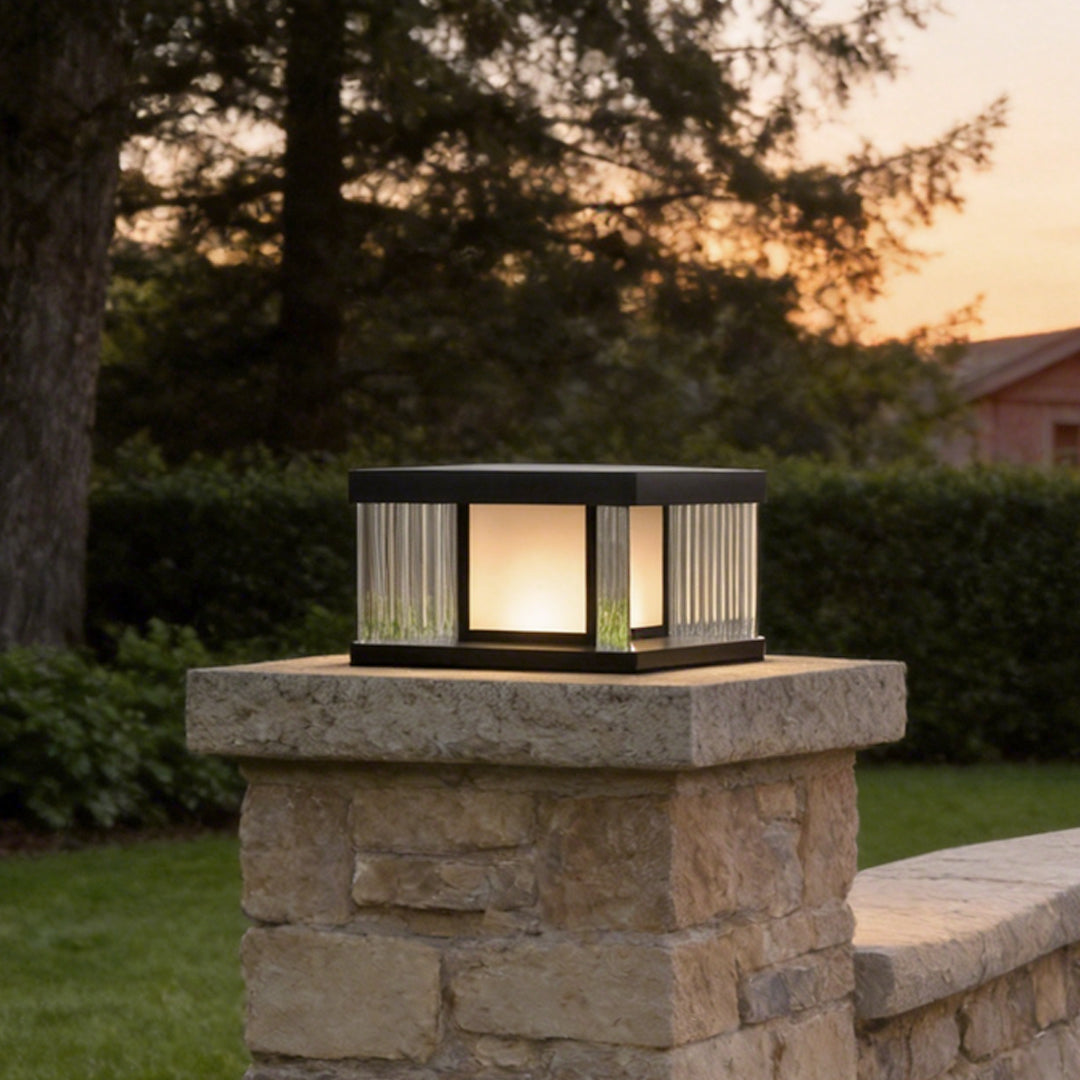 Solar Pillar Lights Waterproof LED Glass Acrylic Modern Light