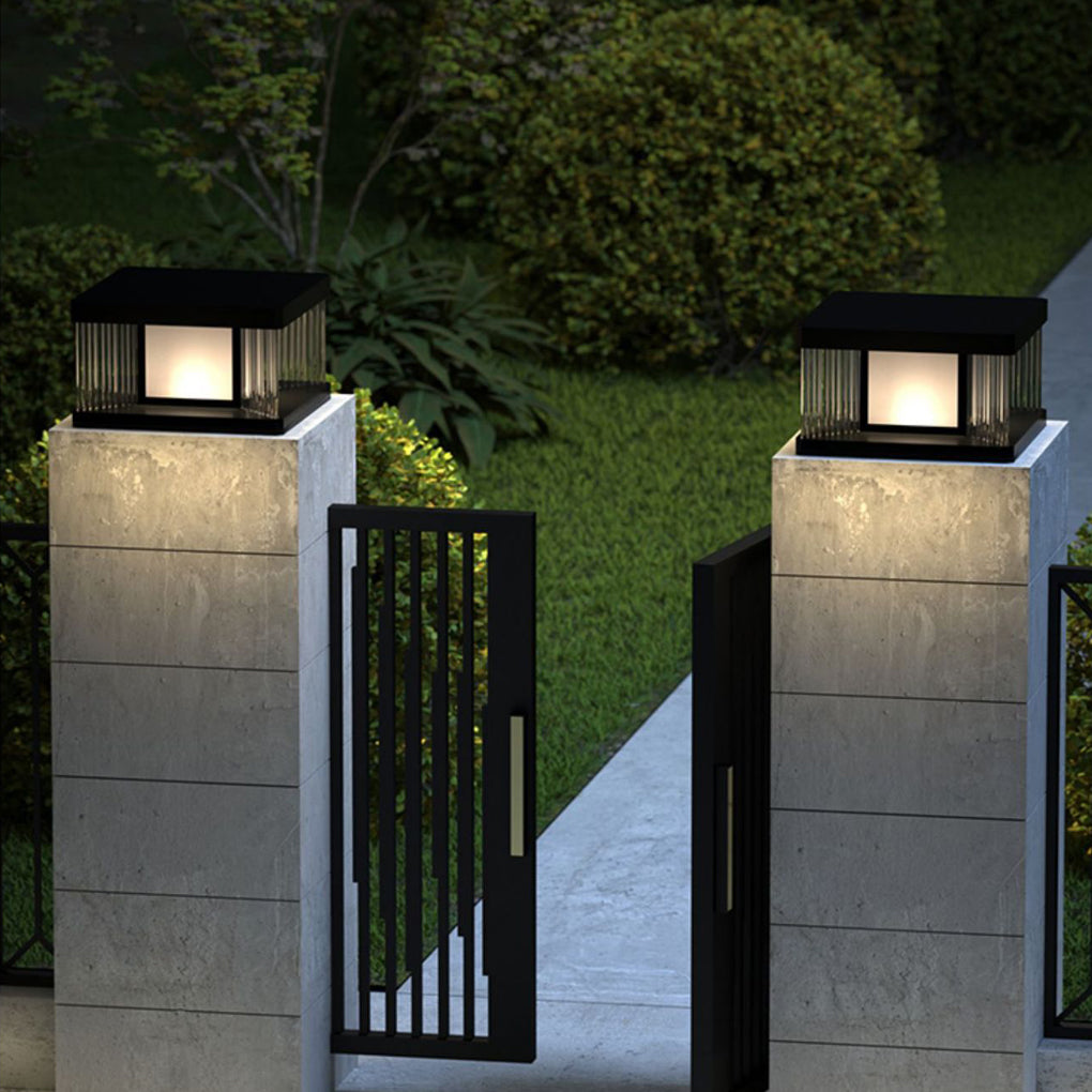 Solar Pillar Lights Waterproof LED Glass Acrylic Modern Light