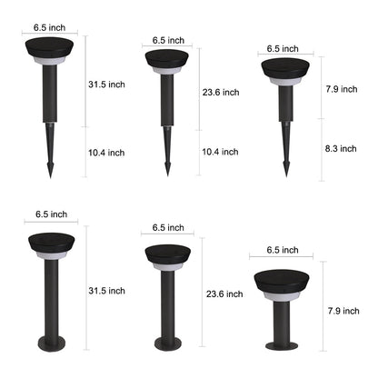 Solar Powered Garden Path Lights Black Cylindrical Light