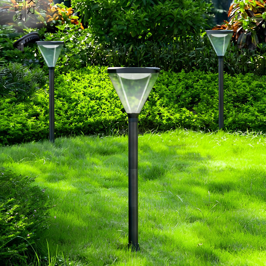 Solar Powered Lawn Lights Modern Black LED Landscape Lighting
