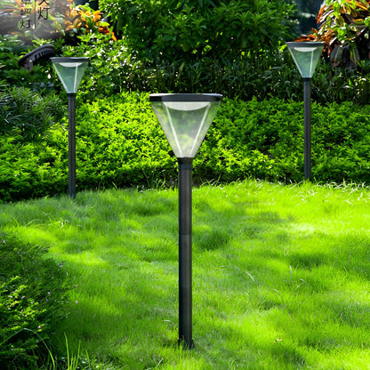Solar Powered Lawn Lights Modern Black LED Landscape Lighting