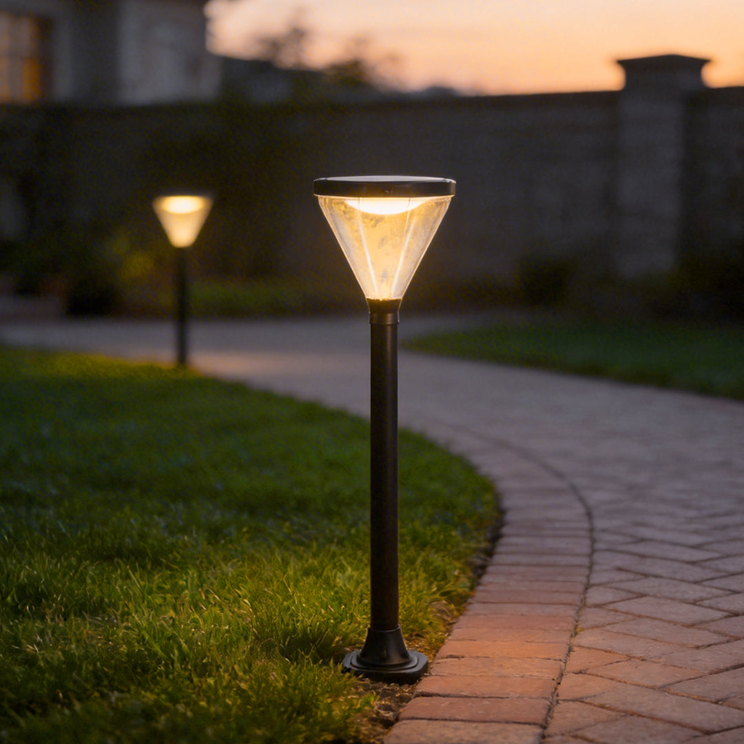 Solar Powered Lawn Lights Modern Black LED Landscape Lighting