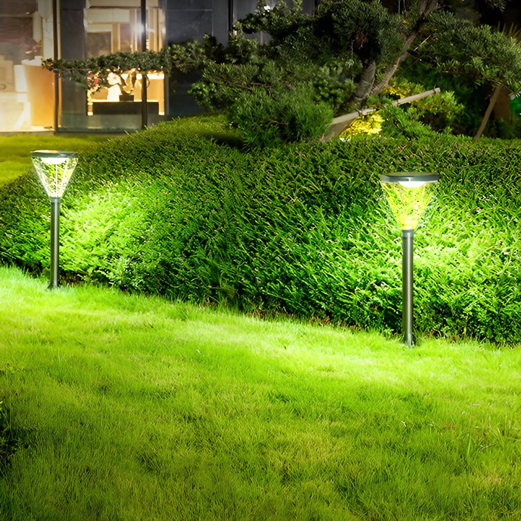 Solar Powered Lawn Lights Modern Black LED Landscape Lighting