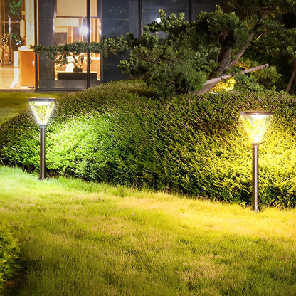 Solar Powered Lawn Lights Modern Black LED Landscape Lighting