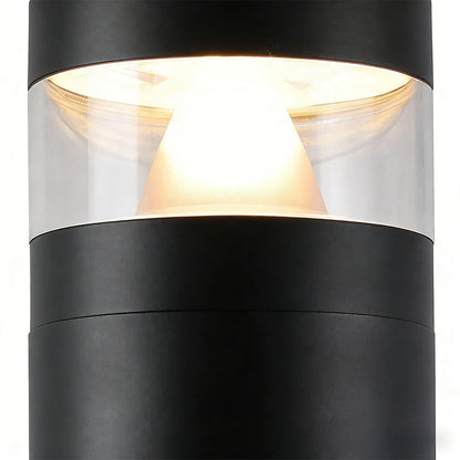 Solar Powered LED Bollard Lights Black Waterproof LED Landscape Light