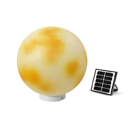 Moon-Shaped Stone Pillar Light – Solar & Hardwired Outdoor LED Decorative Post Cap Light