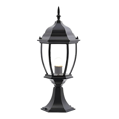 Solar Powered Pillar Lights Black Vintage Outdoor Light