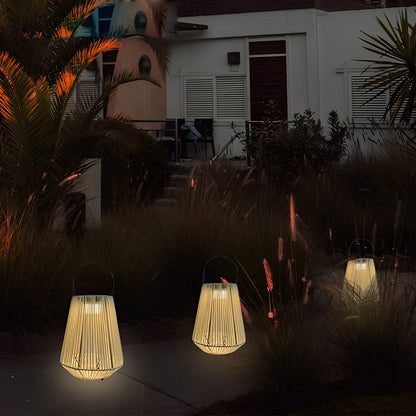 Solar Powered Rope Lantern Portable Handwoven LED Light