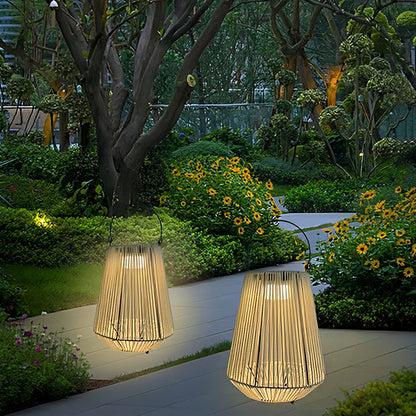 Solar Powered Rope Lantern Portable Handwoven LED Light