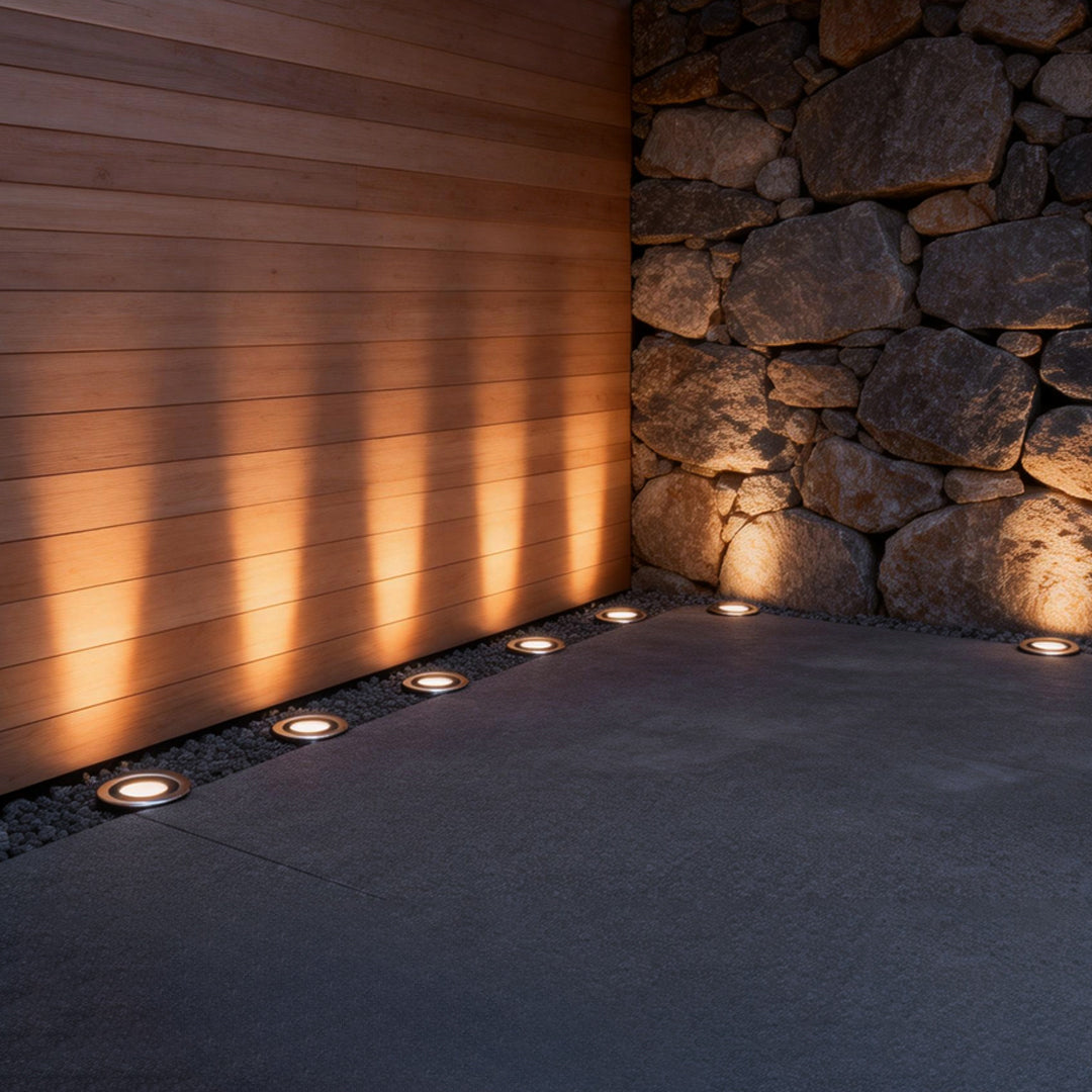 Solar Powered Well Lights Modern Black In-Ground LED Lights