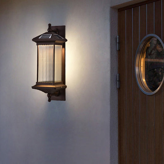 Solar Outdoor Lights Wall Mount Striped Glass Waterproof Lamp