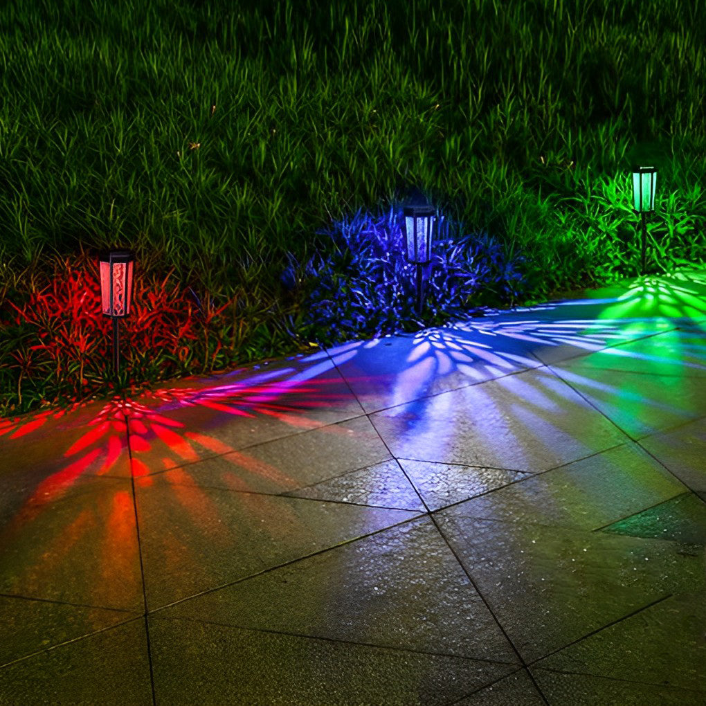 Solar Stake Light Patterned Shadow Pathway Landscape Light